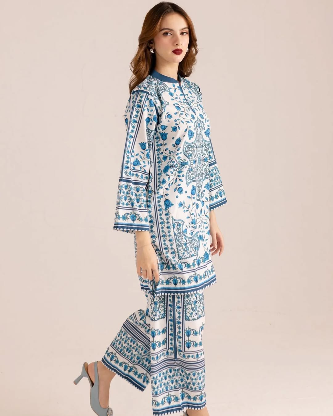 2 pc Suit  Most Demanding Artical Beautiful Digital Print Shirt With Digital Print Bell Bottom